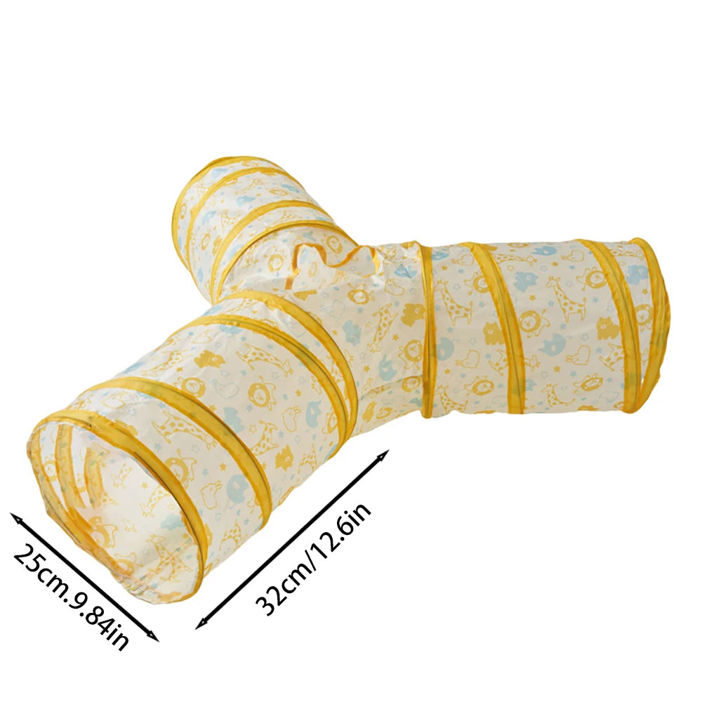 Foldable Interactive Cat Tunnel Tube Toy with Crinkle Play
