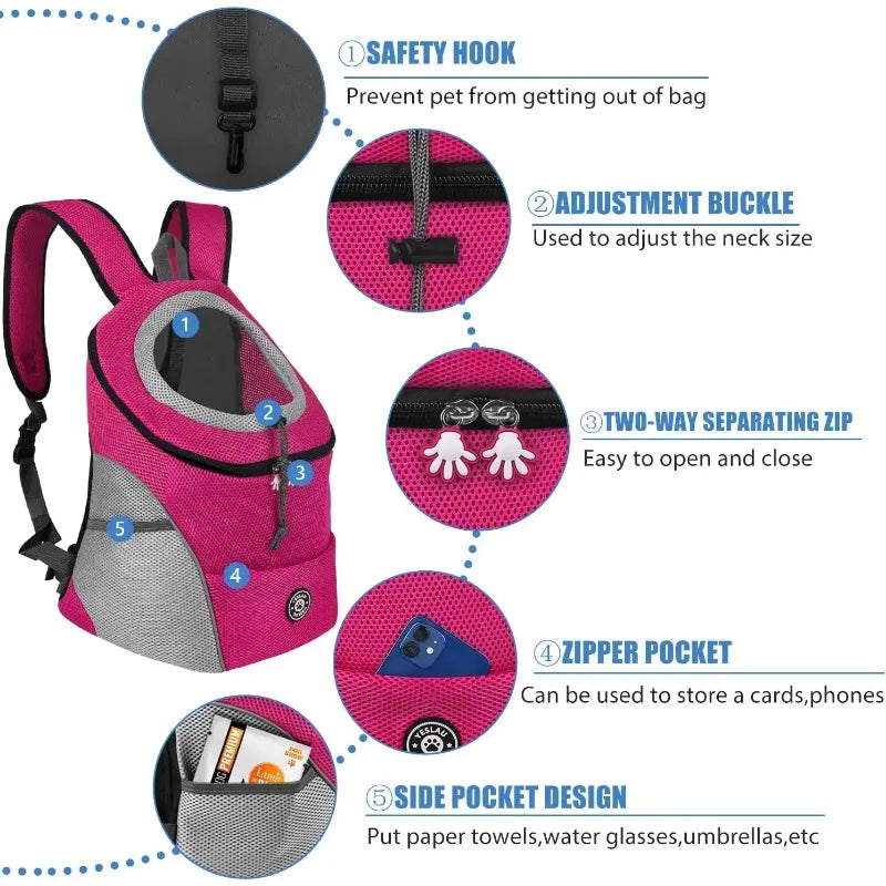 Breathable Front-Pack Adjustable Dog & Cat Travel Backpack Carrier