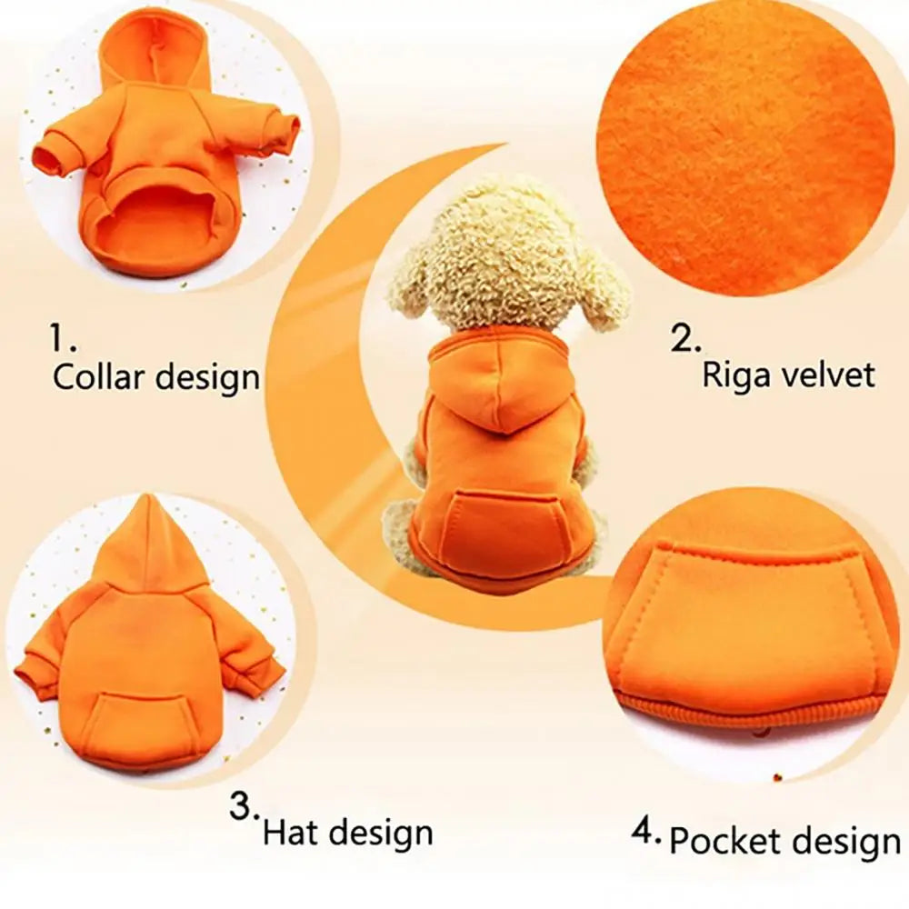 Warm Winter Fleece Dog Hoodie & Cute Puppy Sweatshirt Apparel