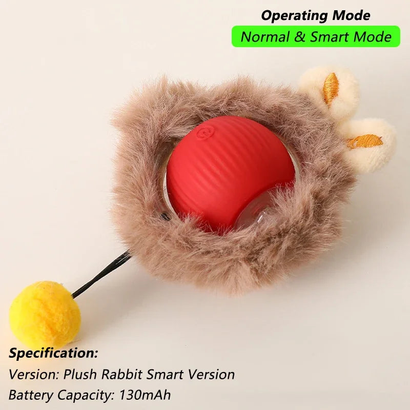 Automatic Rolling & Interactive Smart Cat Toy Ball with Faux Tail