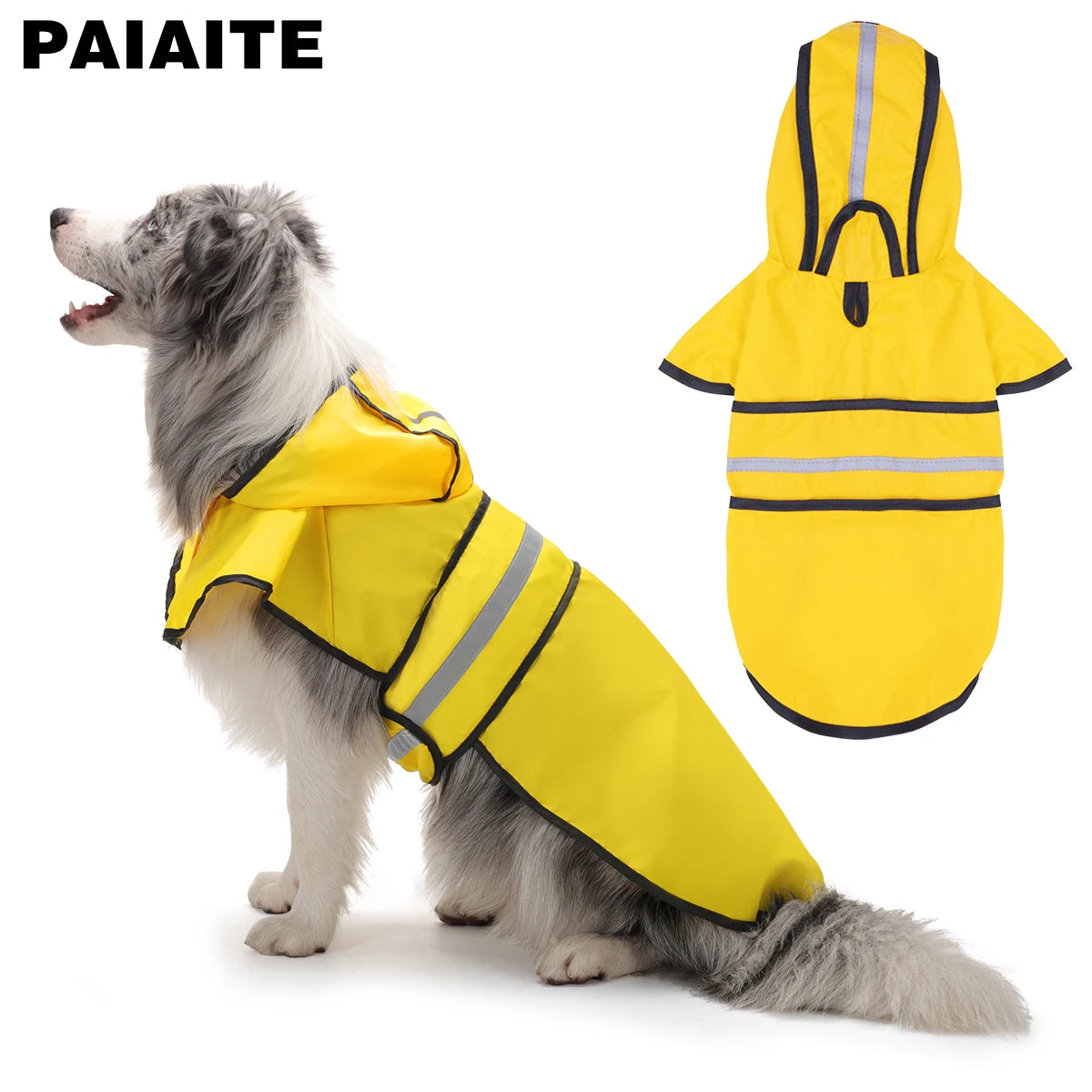 Adjustable Waterproof & Reflective Hooded Dog Raincoat Poncho