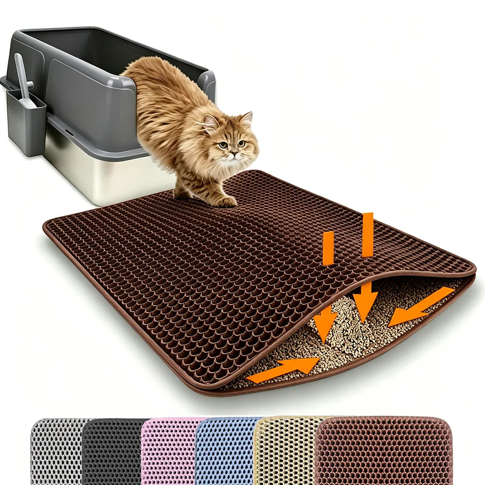 Double-Layer Waterproof Non-Slip Cat Litter Mat & Trapper