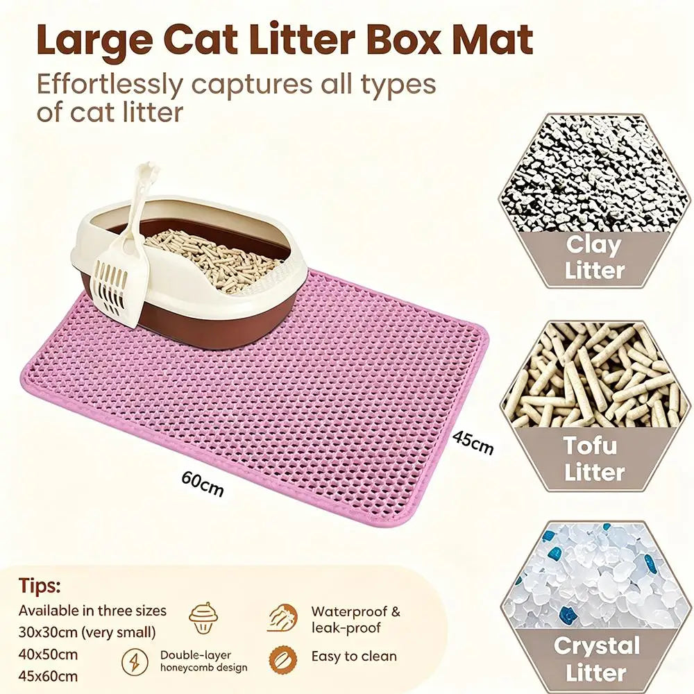 Double-Layer Waterproof Non-Slip Cat Litter Mat & Trapper