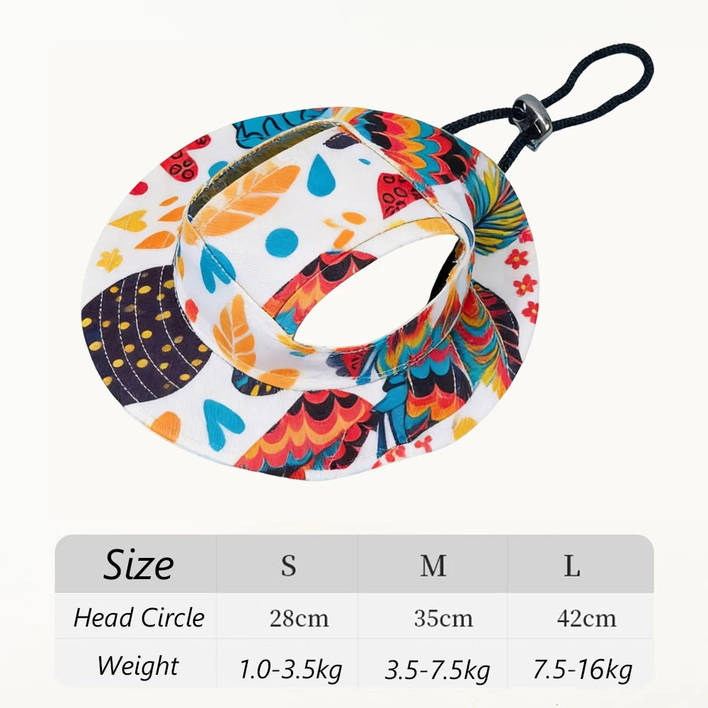 Adjustable Cute Printed Dog Hat & Puppy Sun Cap for Small Dogs