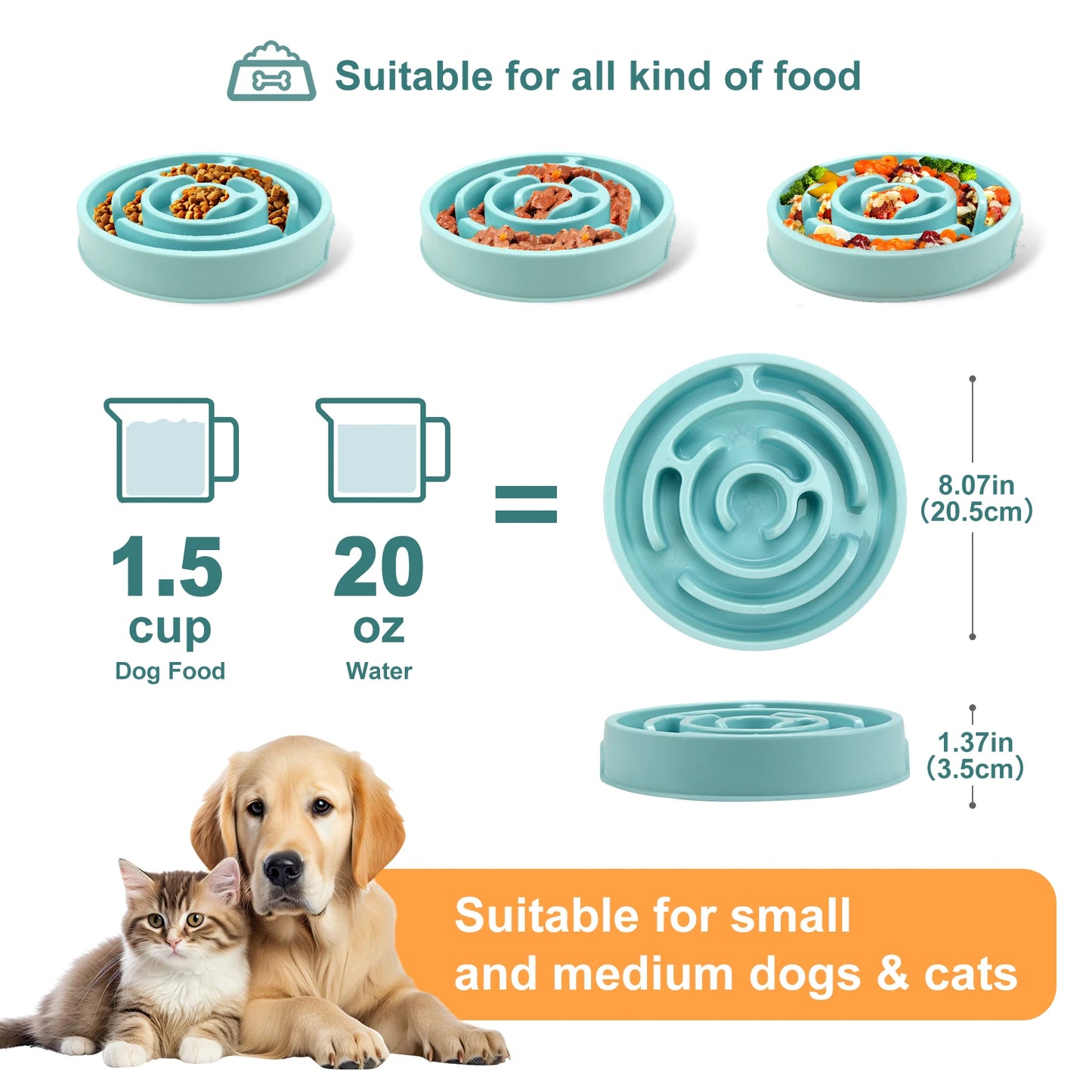 Anti-Gulping Non-Slip Interactive Slow Feeder Dog Bowl
