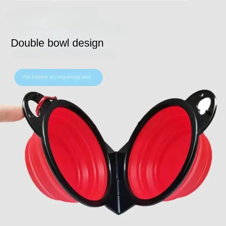 2-in-1 Foldable Dual Pet Travel Food & Water Bowl