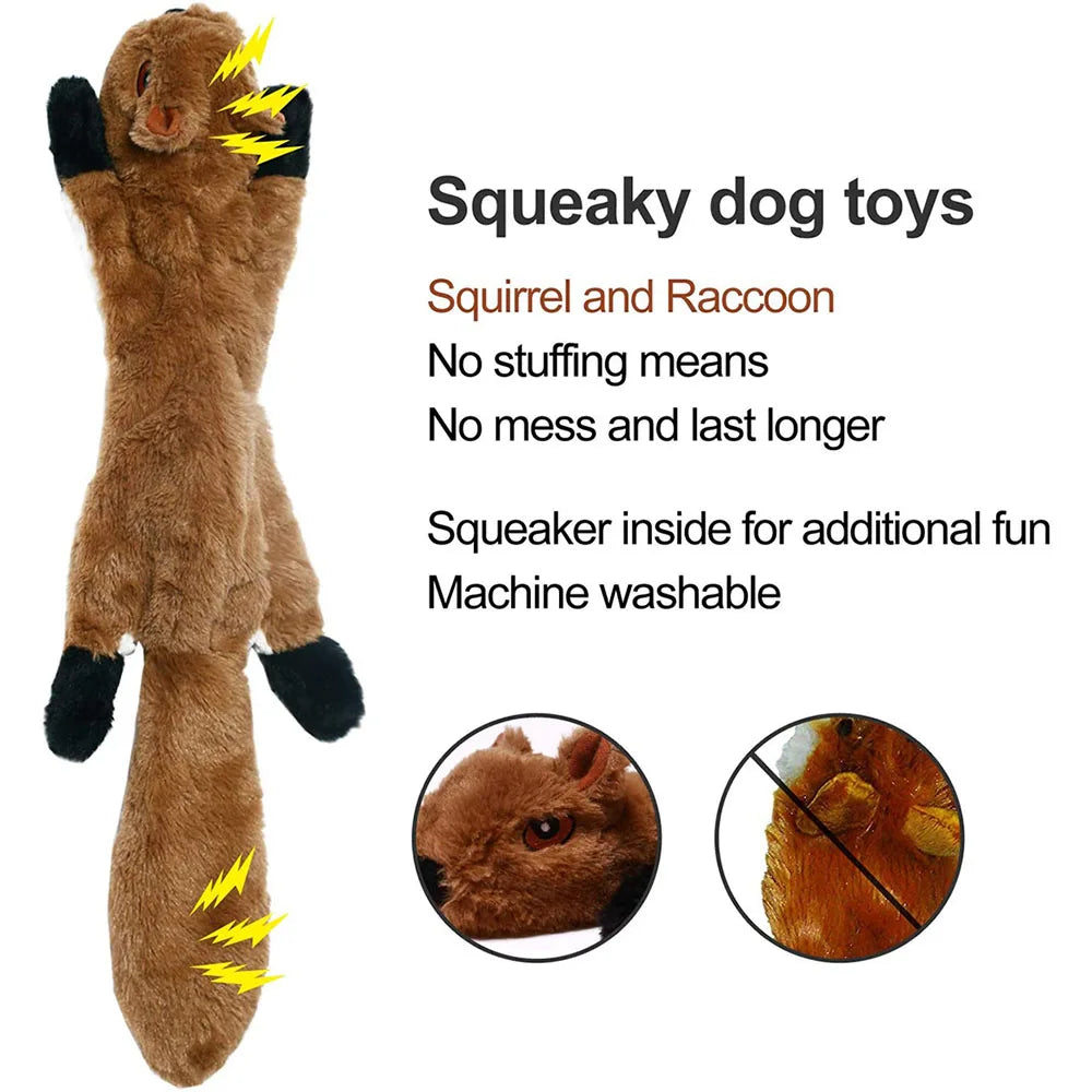 No Stuffing Plush Squeaky Dog Chew Toy with Crinkle Paper & Squeakers