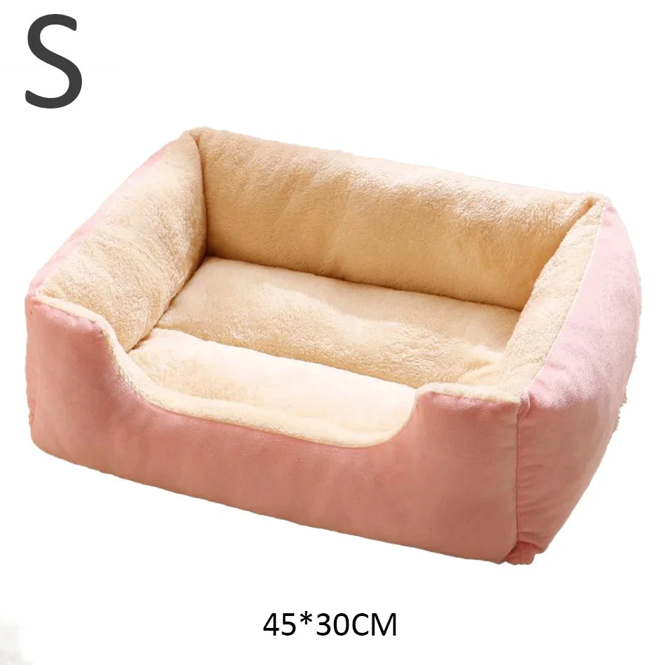 Comfortable Plush Cat & Dog Cushion Bed with Raised Rim