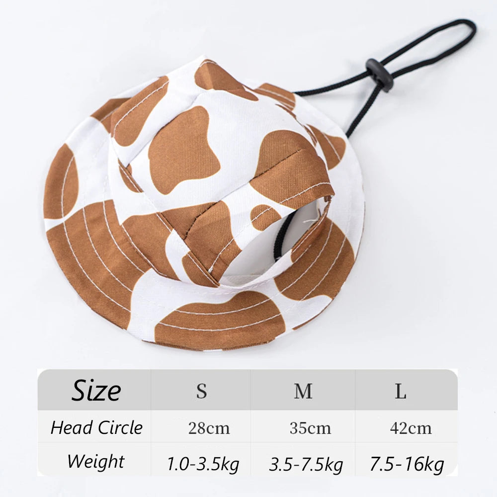 Adjustable Cute Printed Dog Hat & Puppy Sun Cap for Small Dogs