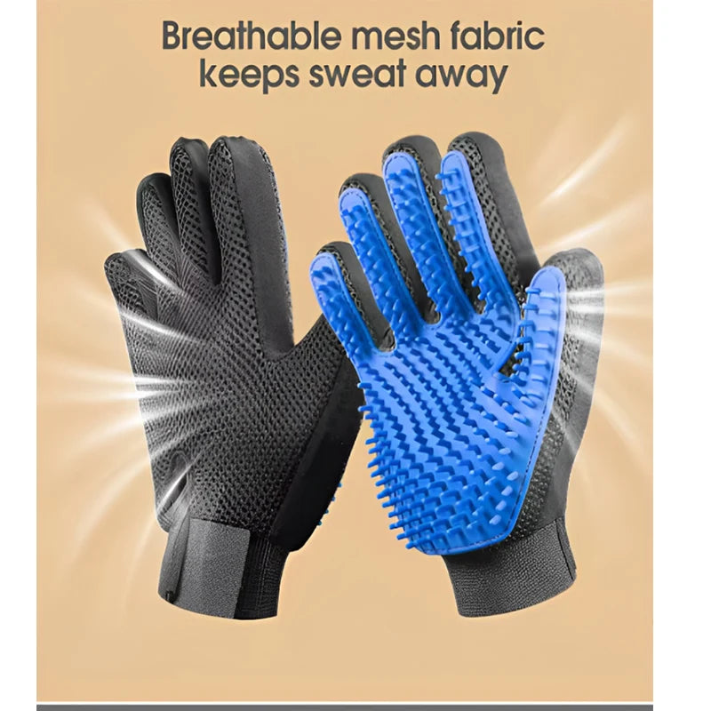 Deshedding Pet Grooming Glove & Gentle Massage Hair Remover for Cats & Dogs