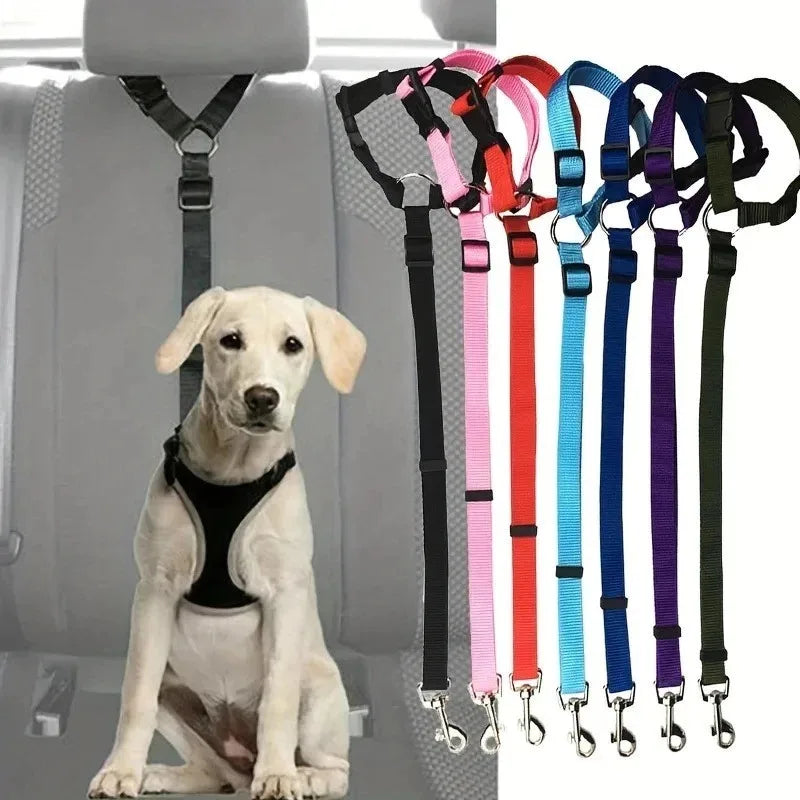 Adjustable Nylon Pet Car Seat Belt & Safety Lead Leash