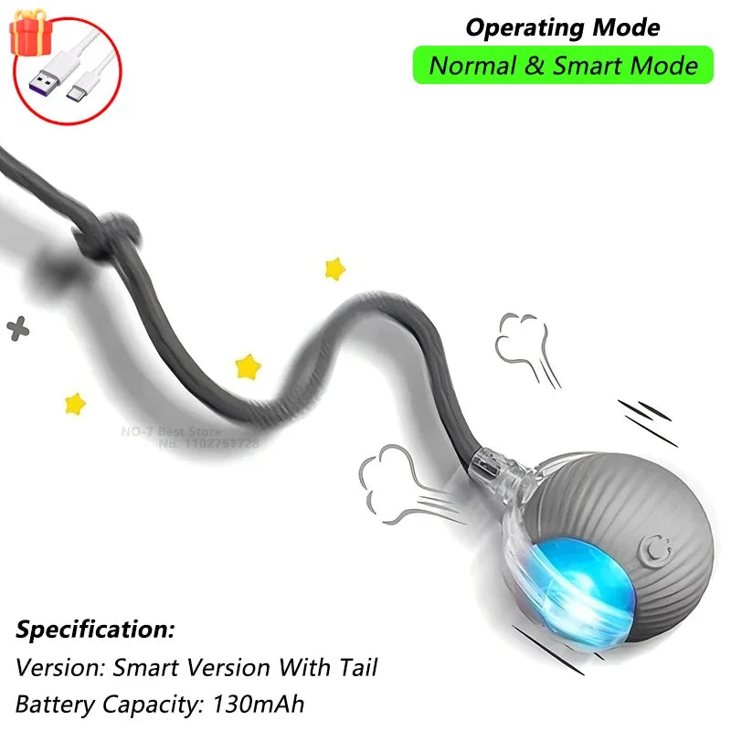 Automatic Rolling & Interactive Smart Cat Toy Ball with Faux Tail