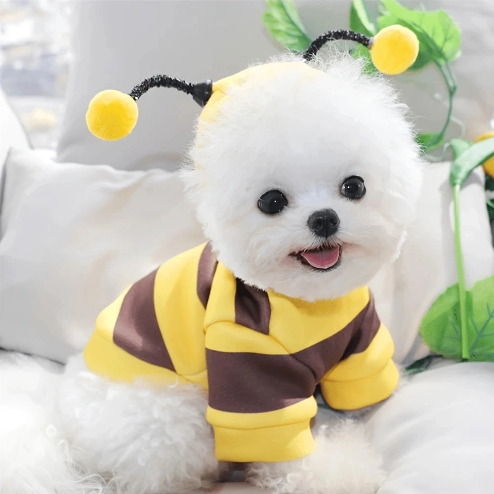 Cute Bumblebee Dog & Cat Hooded Costume & Winter Fleece Apparel