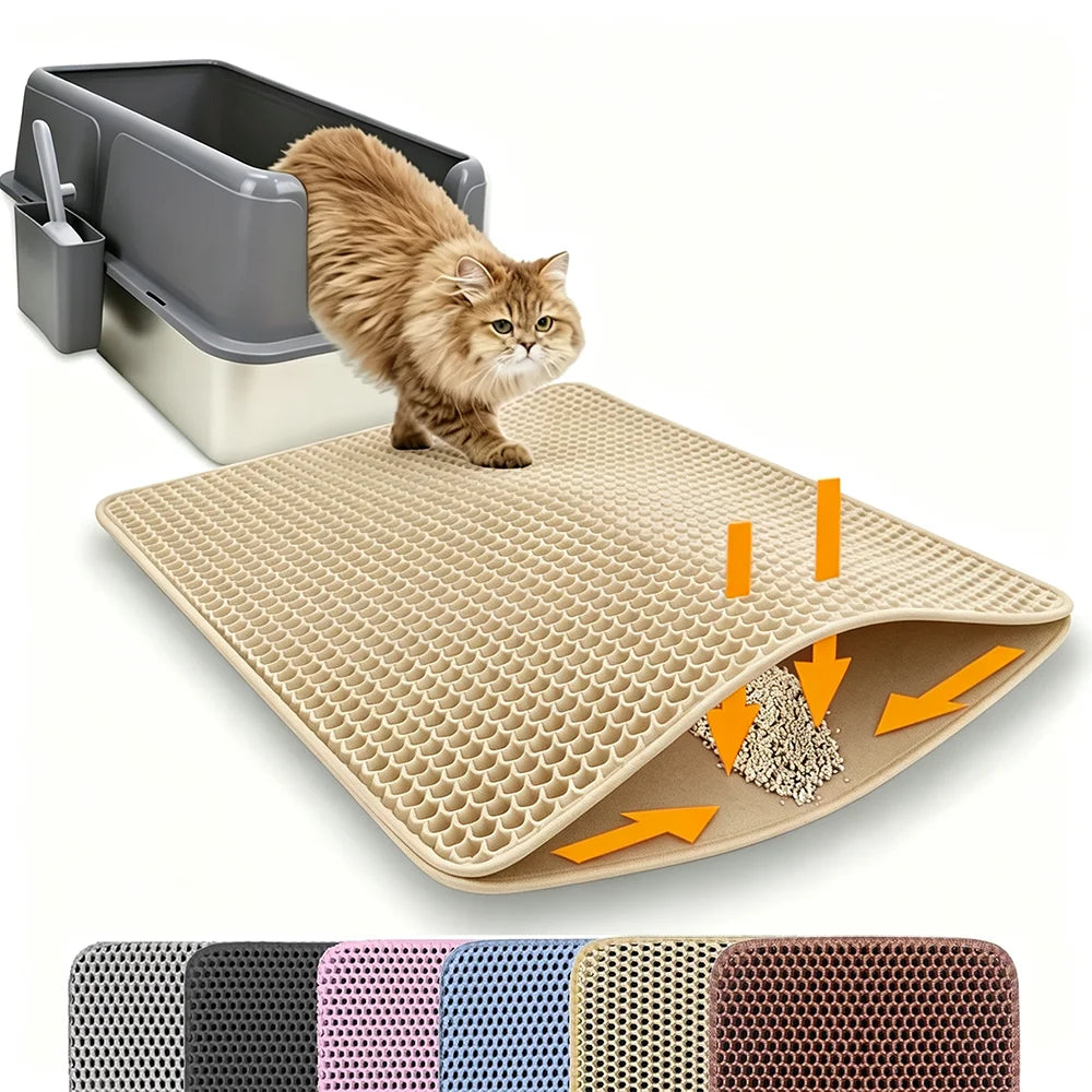 Double-Layer Waterproof Non-Slip Cat Litter Mat & Trapper