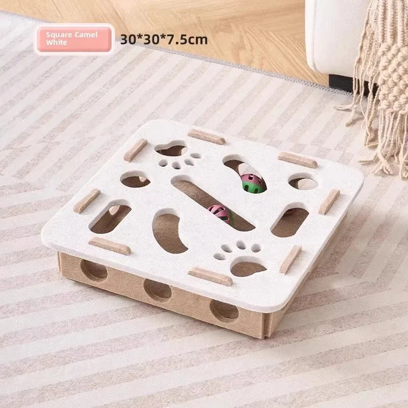 Interactive Felt Puzzle Box Cat Exercise Toy with Ball for Indoor Cats