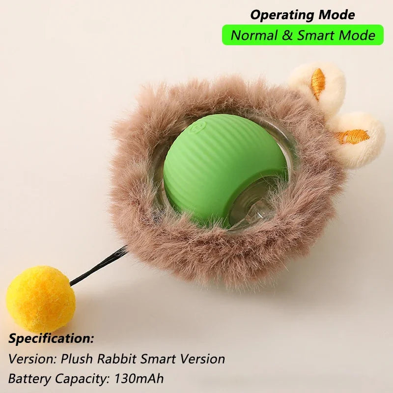 Automatic Rolling & Interactive Smart Cat Toy Ball with Faux Tail