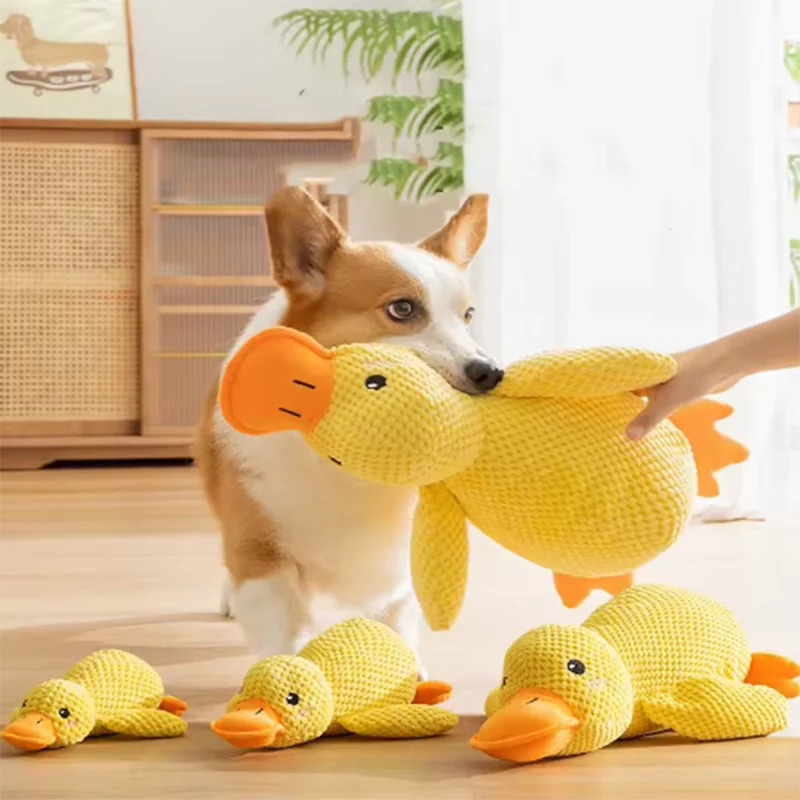 Soft Hugging Yellow Duck Plush Companion & Anxiety-Relieving Dog Toy