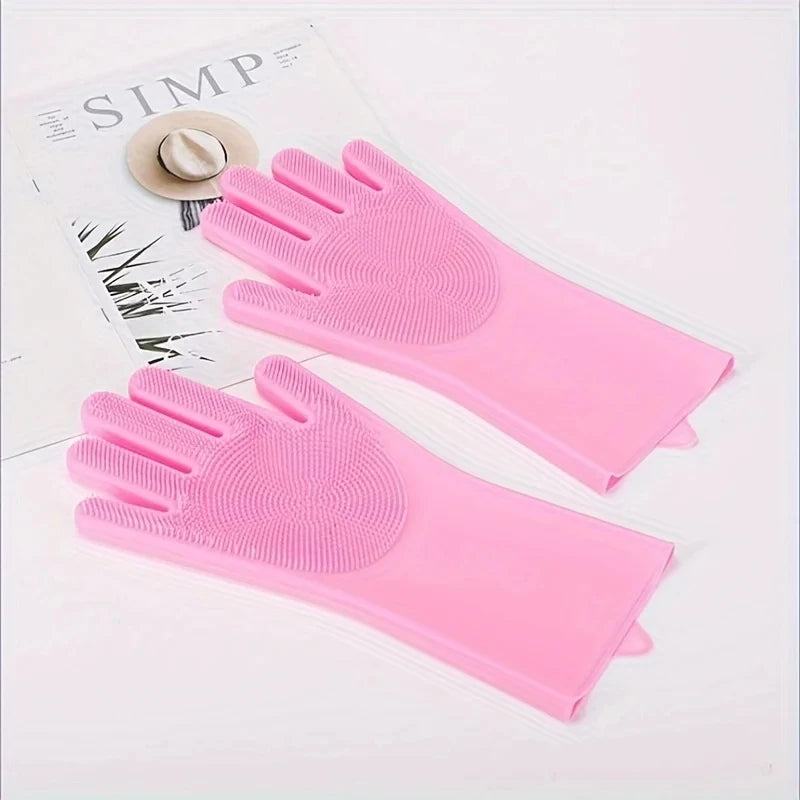 Silicone Pet Bath & Grooming Scrubber Glove for Dogs & Cats