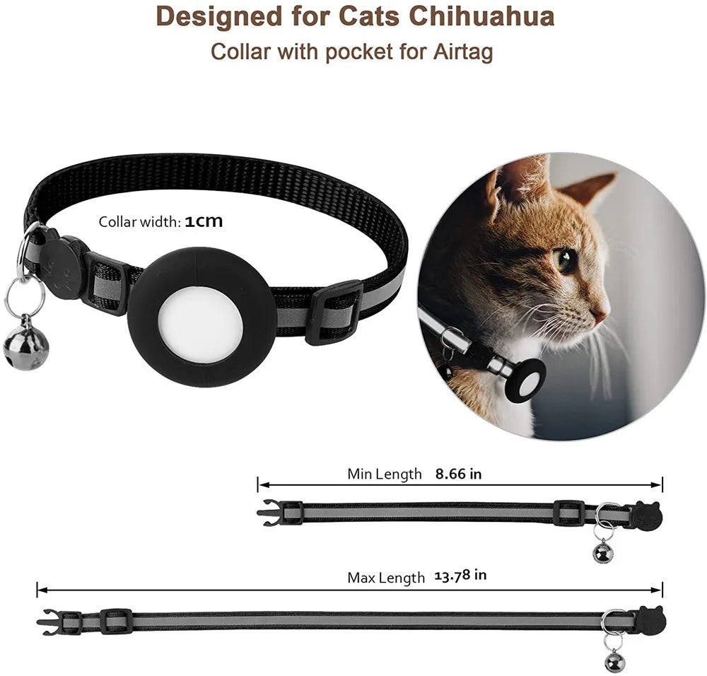 Reflective AirTag Cat Collar with Safety Breakaway Buckle & Bell