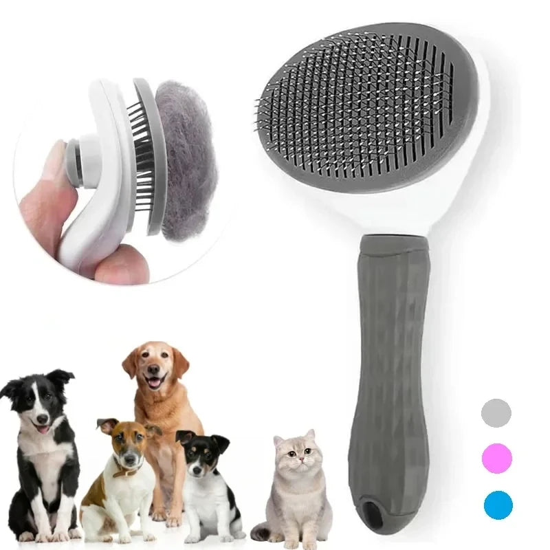 Self-Cleaning Slicker Pet Grooming Brush & Hair Remover Comb for Cats & Dogs