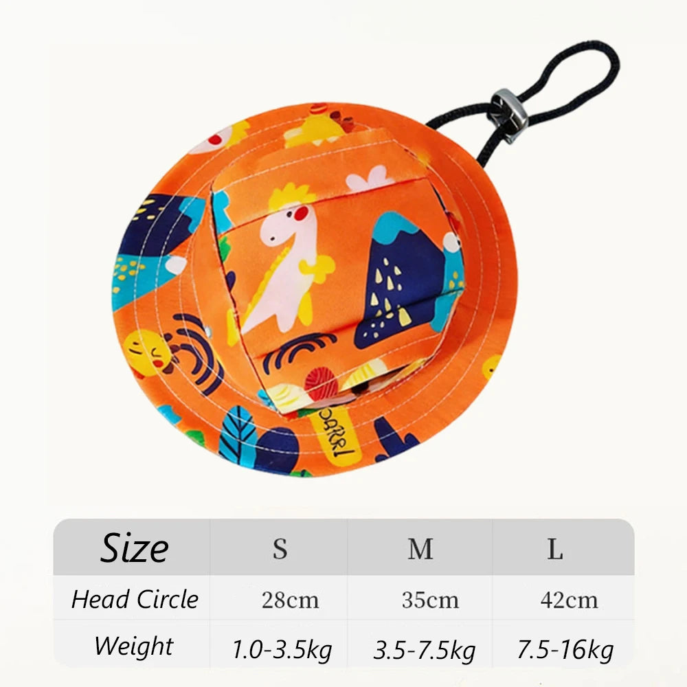 Adjustable Cute Printed Dog Hat & Puppy Sun Cap for Small Dogs