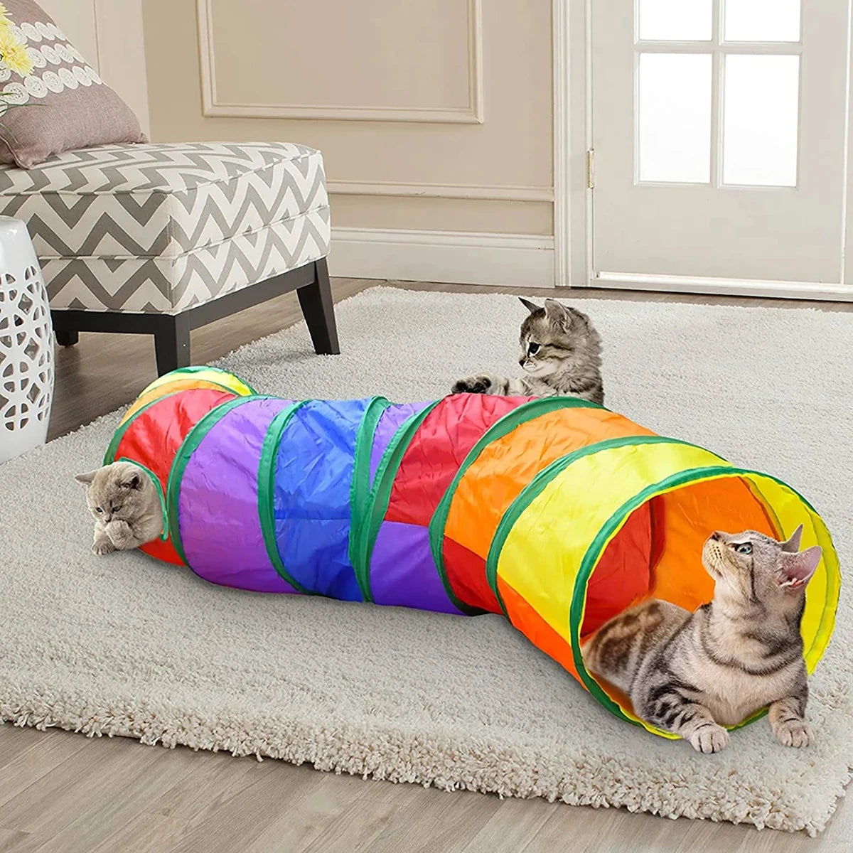 Foldable Interactive Cat Tunnel Tube Toy with Crinkle Play