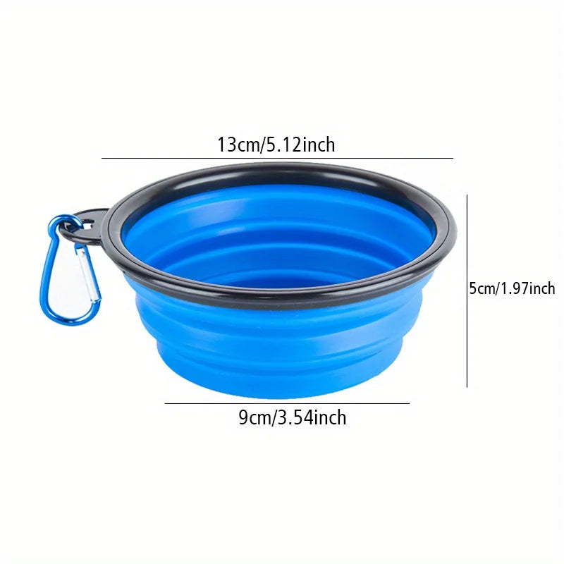 Portable Collapsible Silicone Dog Travel Bowl with Clip