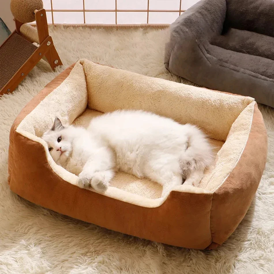 Orthopedic Plush Rectangular Cat & Dog Bolster Bed