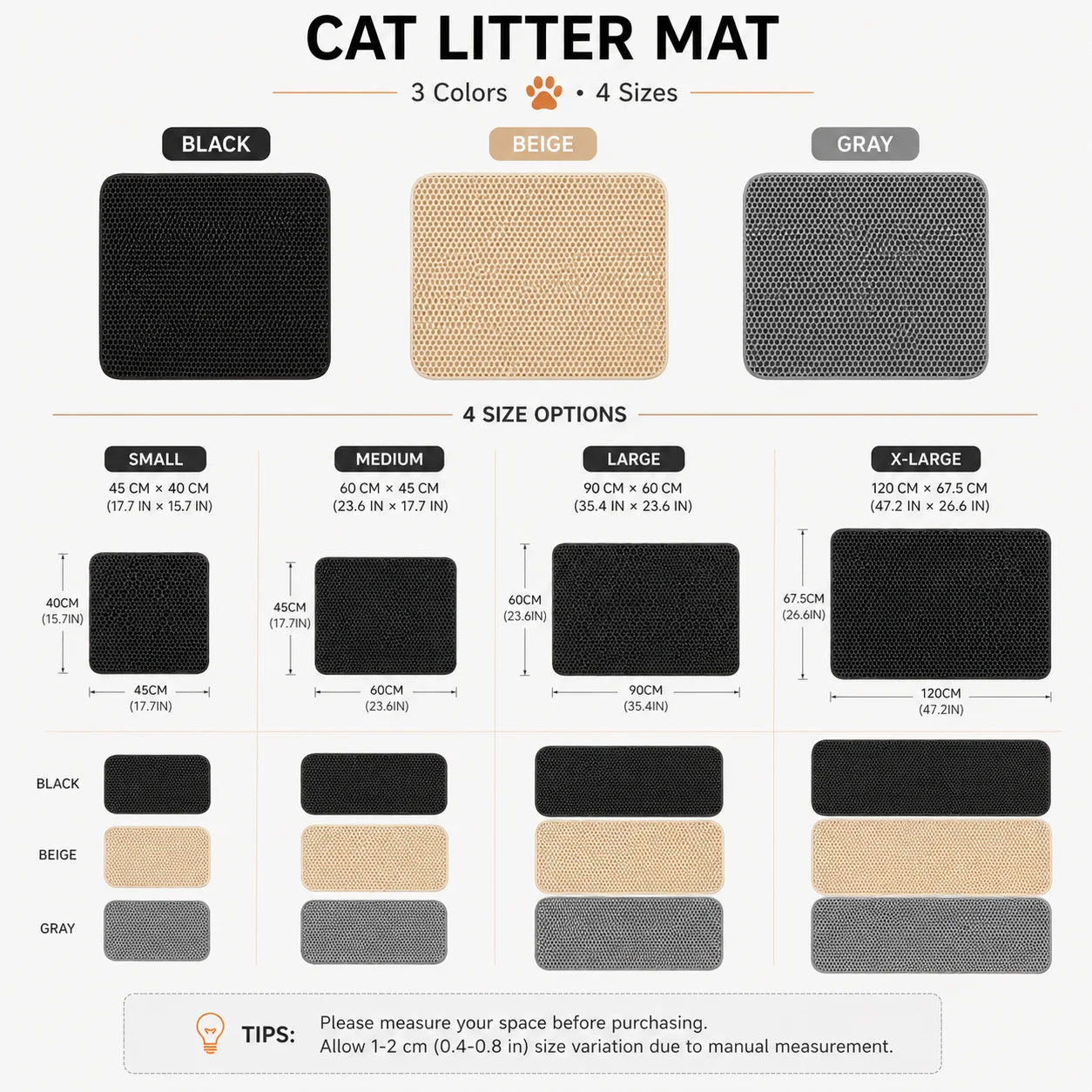 Double-Layer Waterproof Honeycomb Cat Litter Mat & Trapper