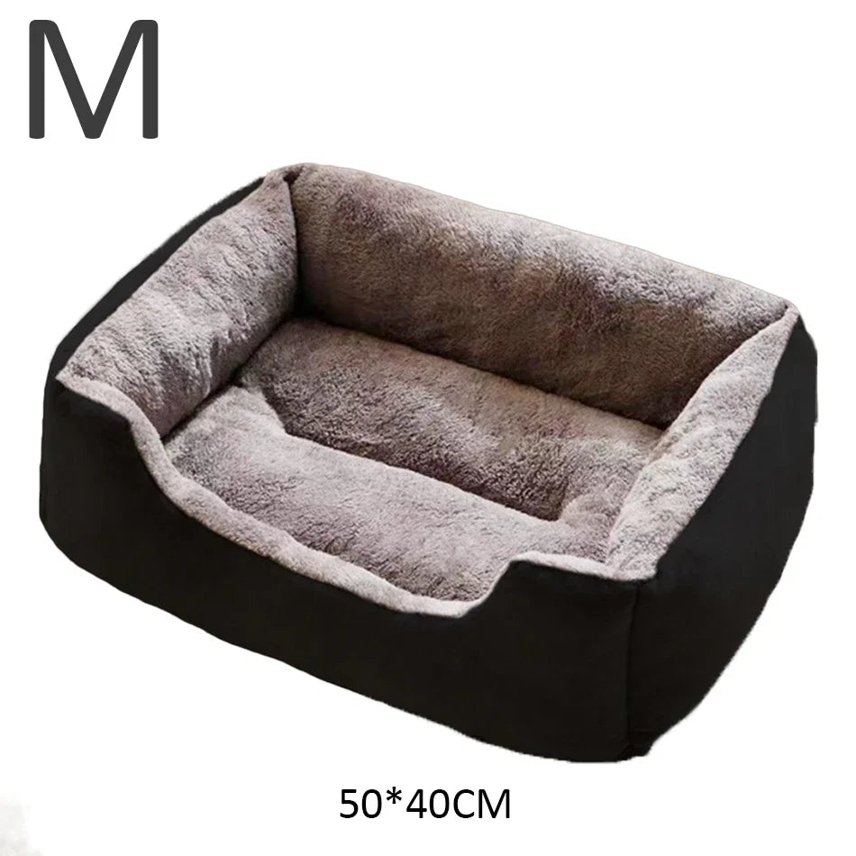 Comfortable Plush Cat & Dog Cushion Bed with Raised Rim