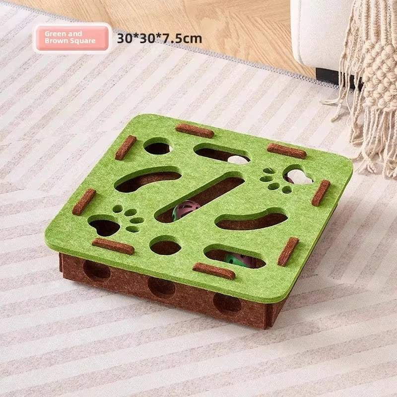 Interactive Felt Puzzle Box Cat Exercise Toy with Ball for Indoor Cats