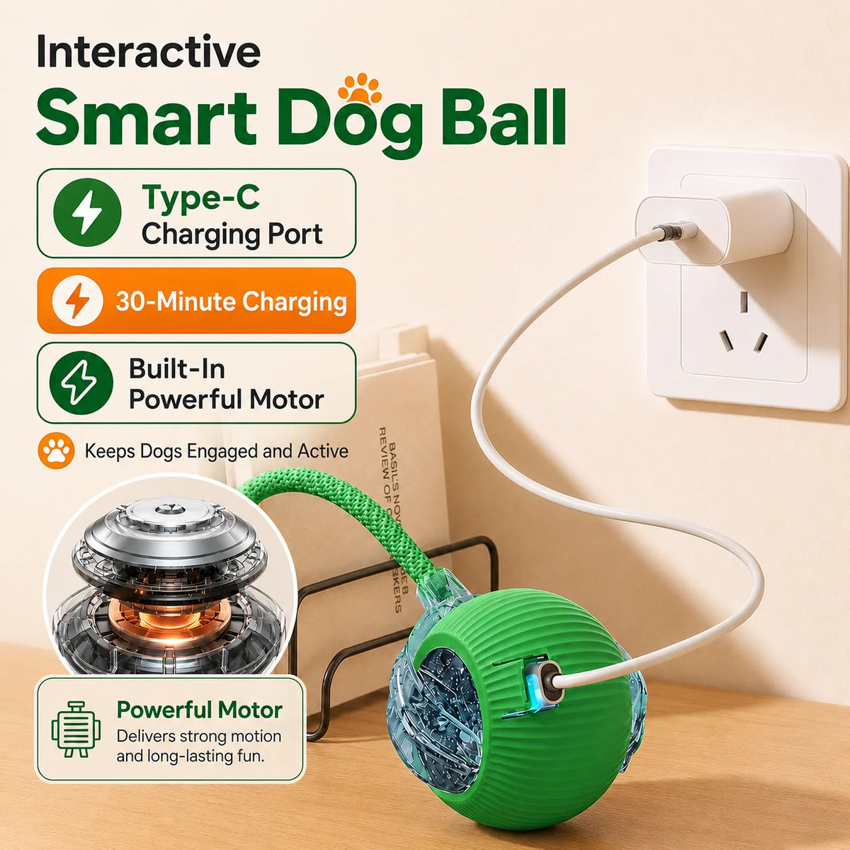 Automatic Rolling & Interactive Smart Dog Toy Ball with Tail & Sound