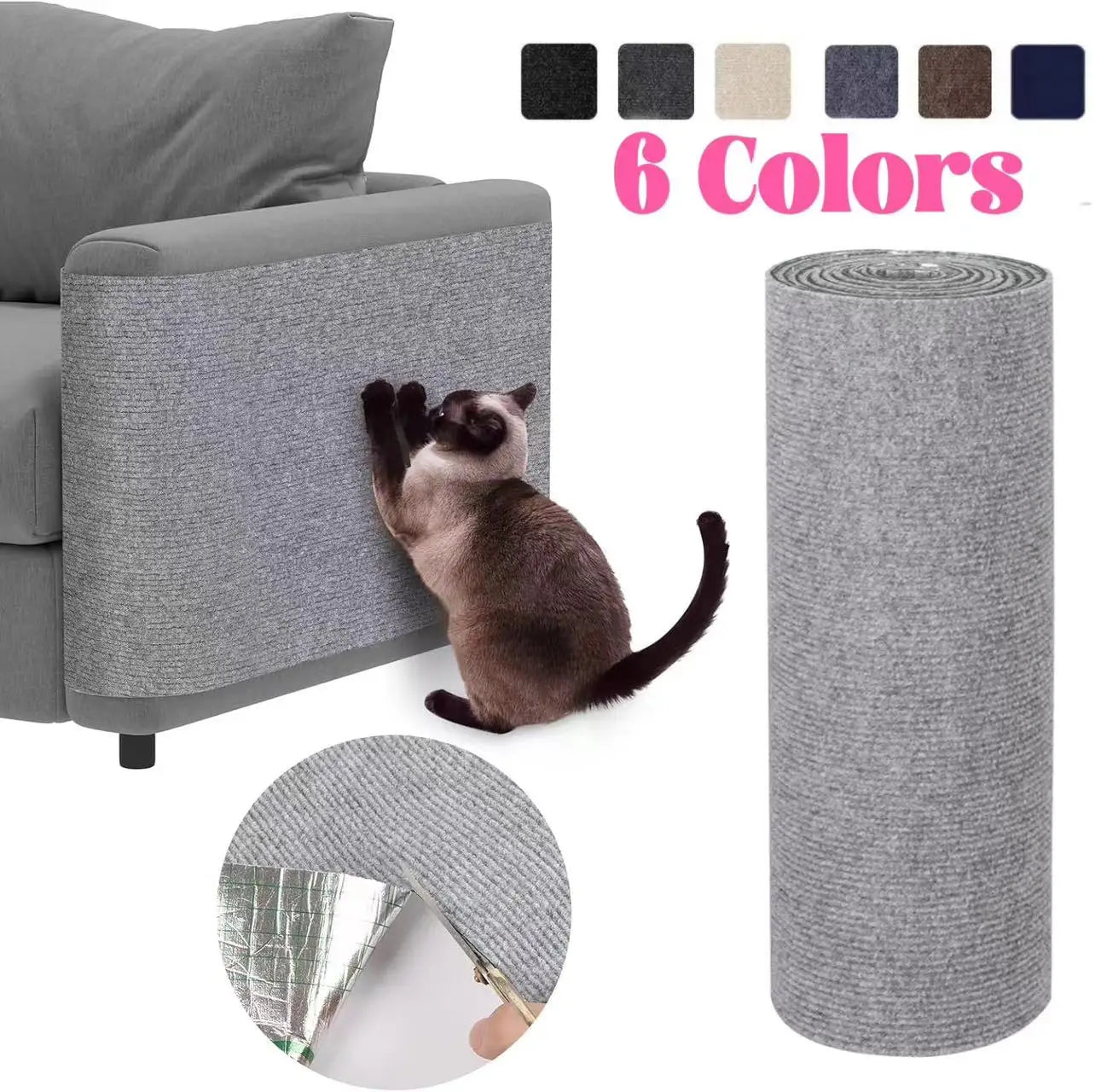 Self-Adhesive Trimmable Cat Scratching Mat & Furniture Protector Carpet