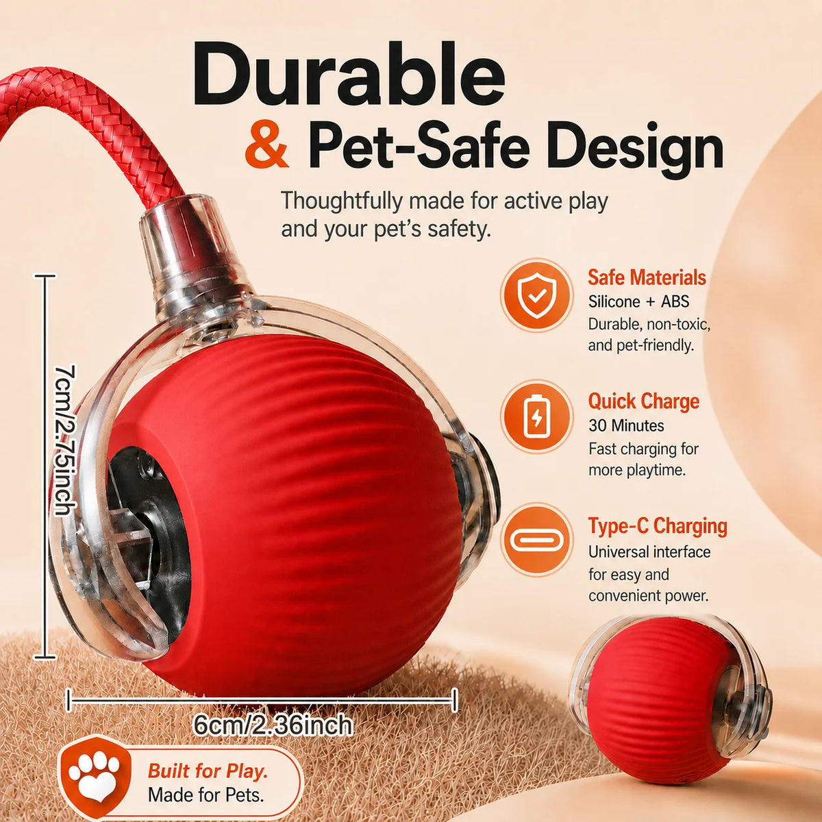 Automatic Rolling & Interactive Smart Dog Toy Ball with Tail & Sound