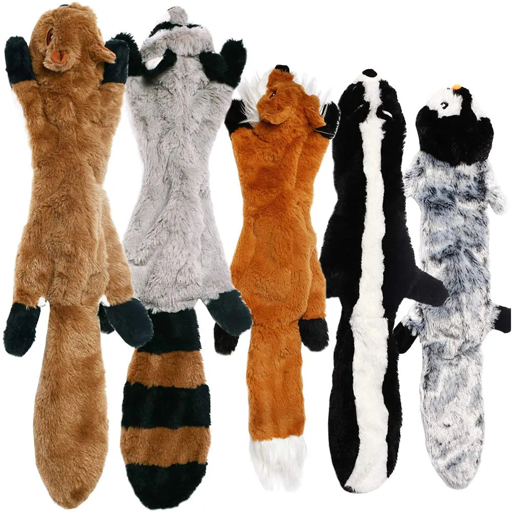 No Stuffing Plush Squeaky Dog Chew Toy with Crinkle Paper & Squeakers
