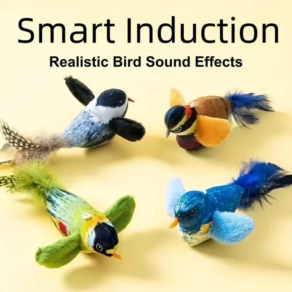Interactive Sounding Bird Toy with Realistic Feathers for Indoor Cats