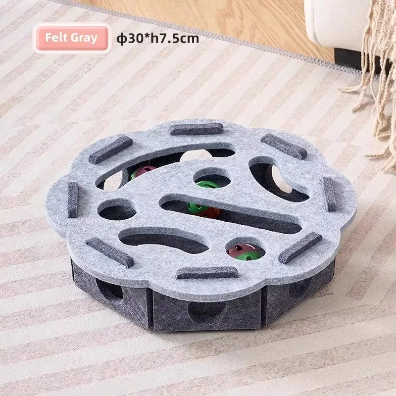 Interactive Felt Puzzle Box Cat Exercise Toy with Ball for Indoor Cats