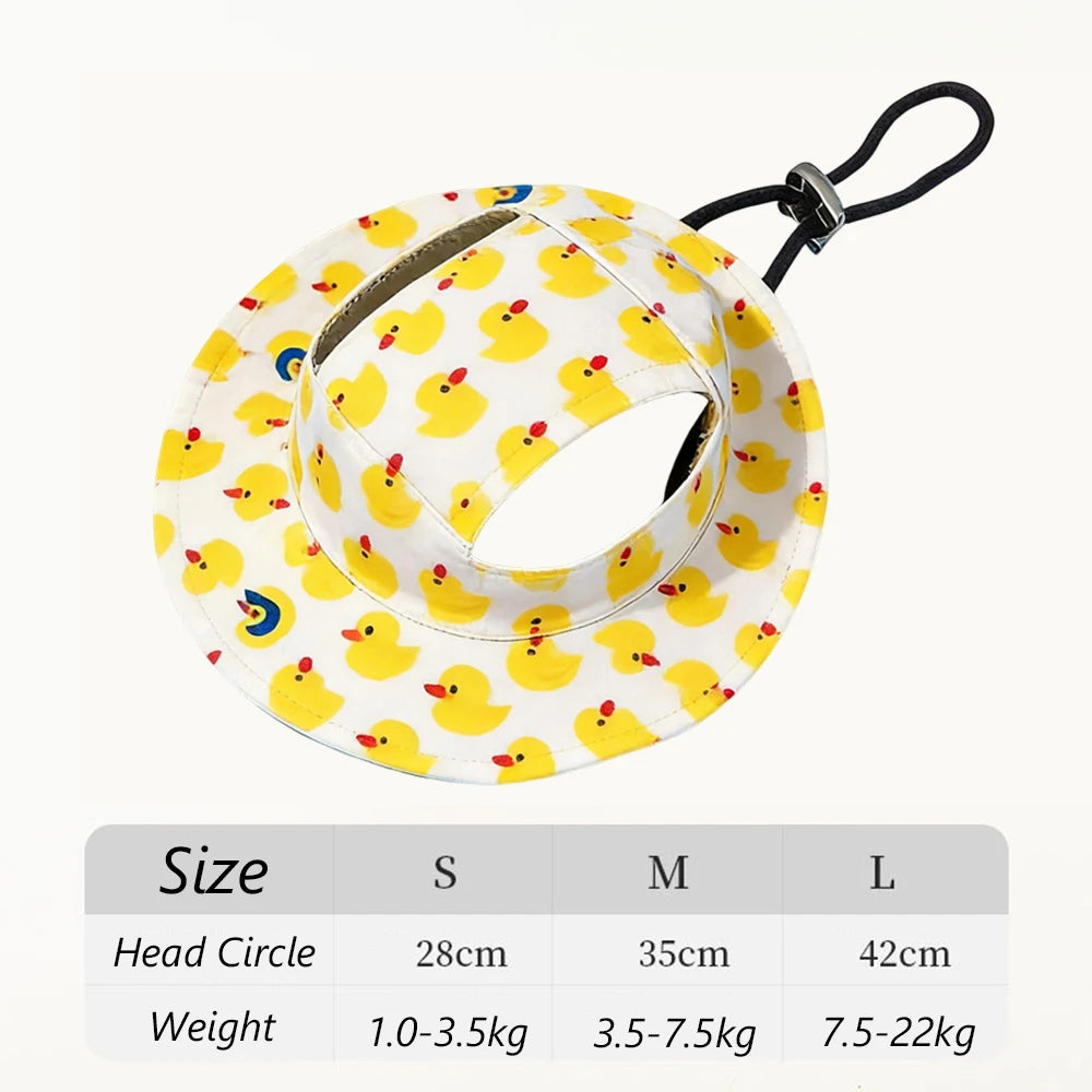 Adjustable Cute Printed Dog Hat & Puppy Sun Cap for Small Dogs