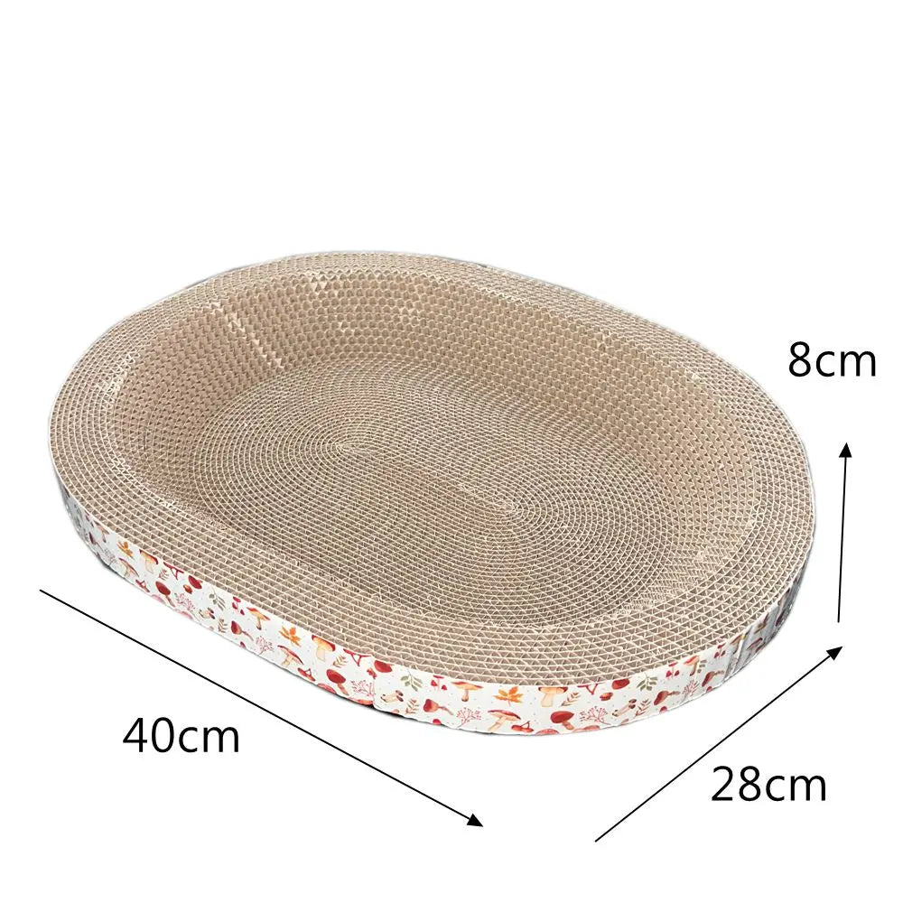 Oval Corrugated Cardboard Cat Scratching Board & Furniture Protector Nest