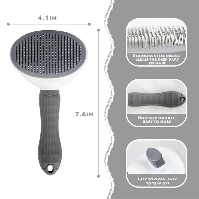 Self-Cleaning Slicker Pet Grooming Brush & Hair Remover Comb for Cats & Dogs