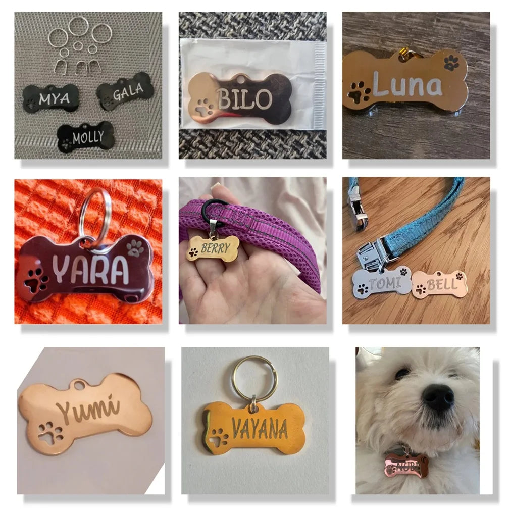 Custom Engraved Pet ID Tag & Personalised Dog & Cat Name Pendant Keyring