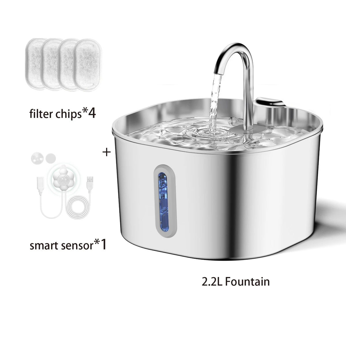 Stainless Steel 2.2L Automatic Cat Water Fountain & Pet Dispenser