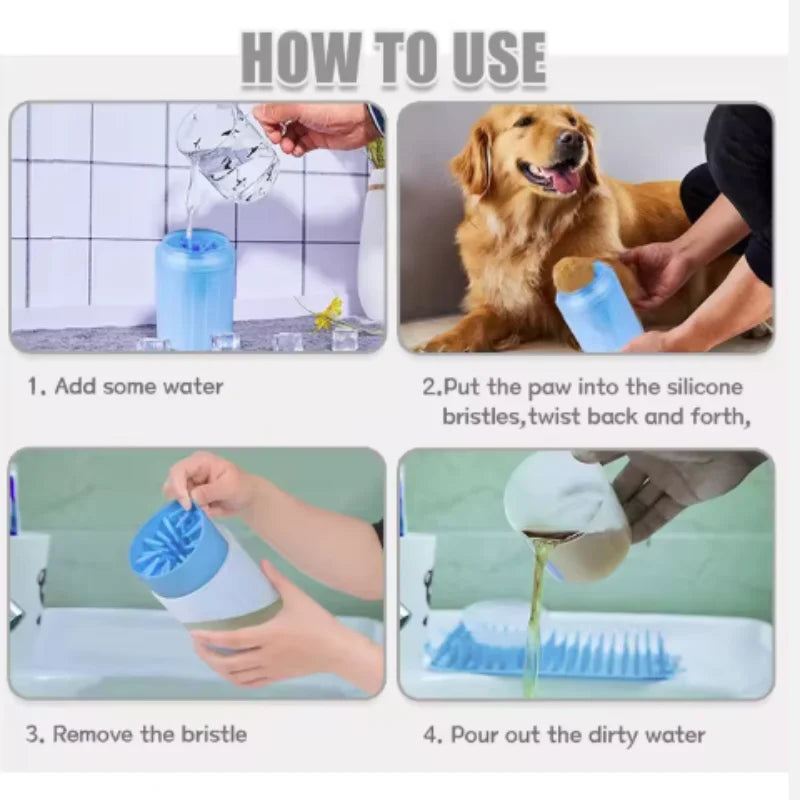 Portable Silicone Dog Paw Cleaner Cup & Gentle Foot Washing Brush
