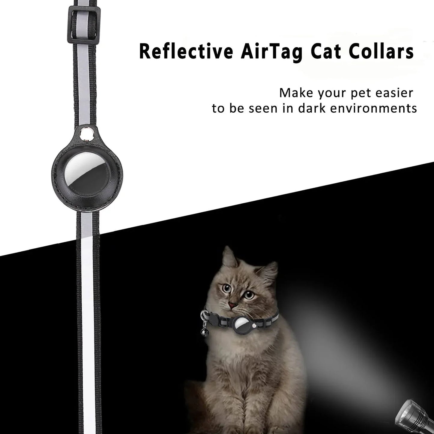 Reflective Breakaway Cat Collar with Apple AirTag Holder & Bell