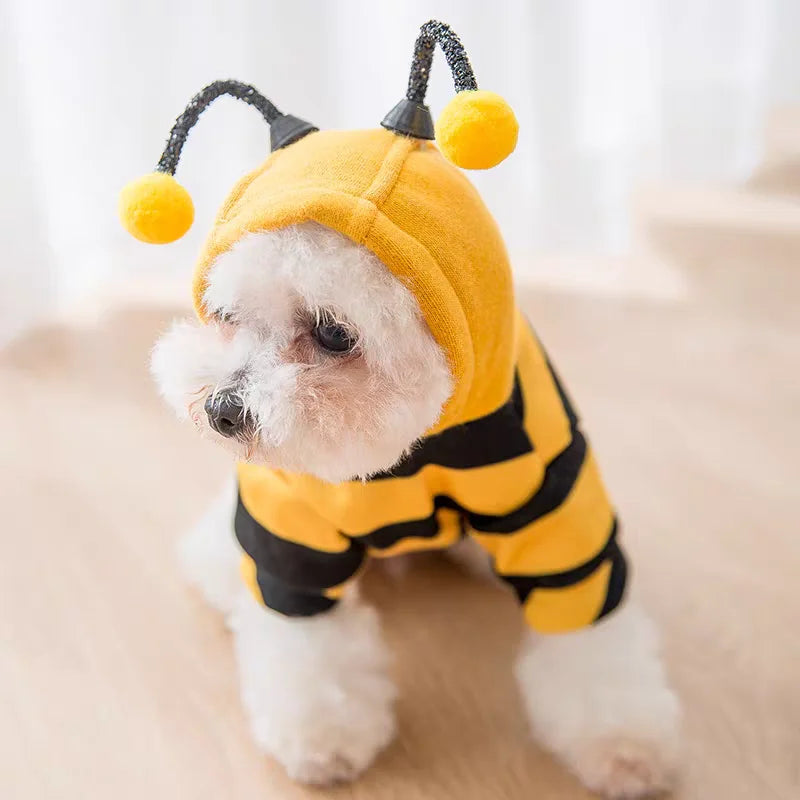 Cute Bumblebee Dog & Cat Hooded Costume & Winter Fleece Apparel