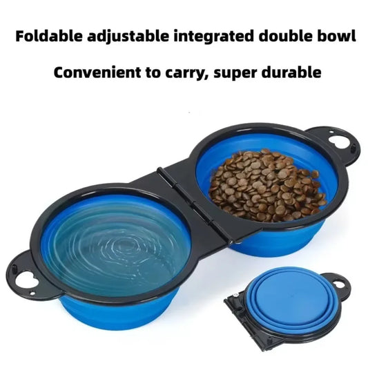 2-in-1 Foldable Dual Pet Travel Food & Water Bowl