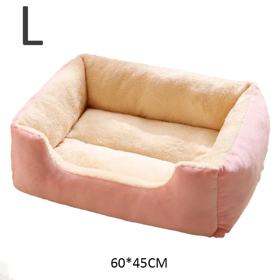 Comfortable Plush Cat & Dog Cushion Bed with Raised Rim