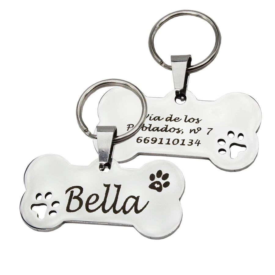 Custom Engraved Pet ID Tag & Personalised Dog & Cat Name Pendant Keyring