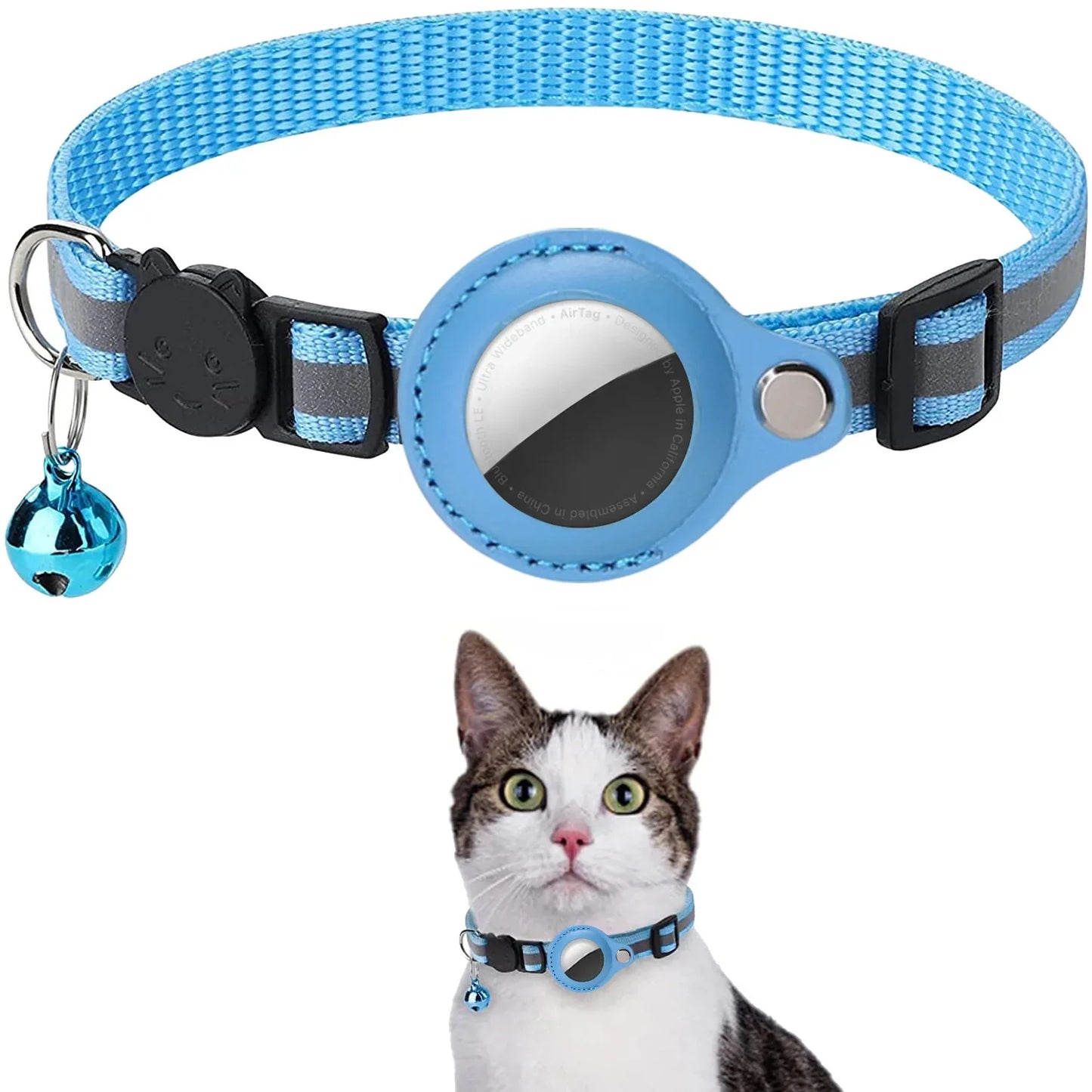 Reflective Breakaway Cat Collar with Apple AirTag Holder & Bell