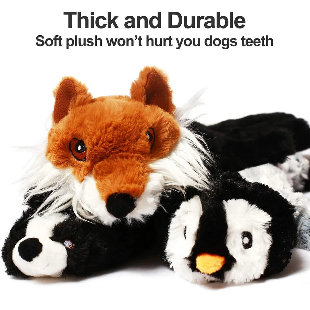 No Stuffing Plush Squeaky Dog Chew Toy with Crinkle Paper & Squeakers